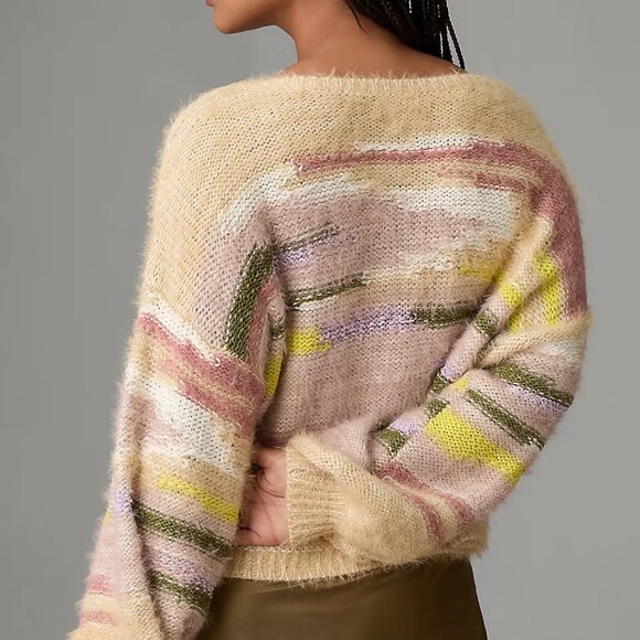 Anthropologie (Pilcro) sweater, tan and colorful, XXS - Picture 5 of 5